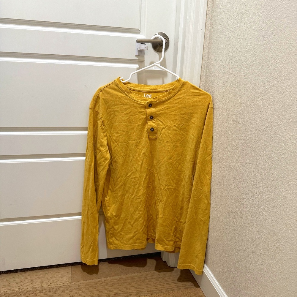 Mens Yellow Long Sleeve T Shirt Size Large